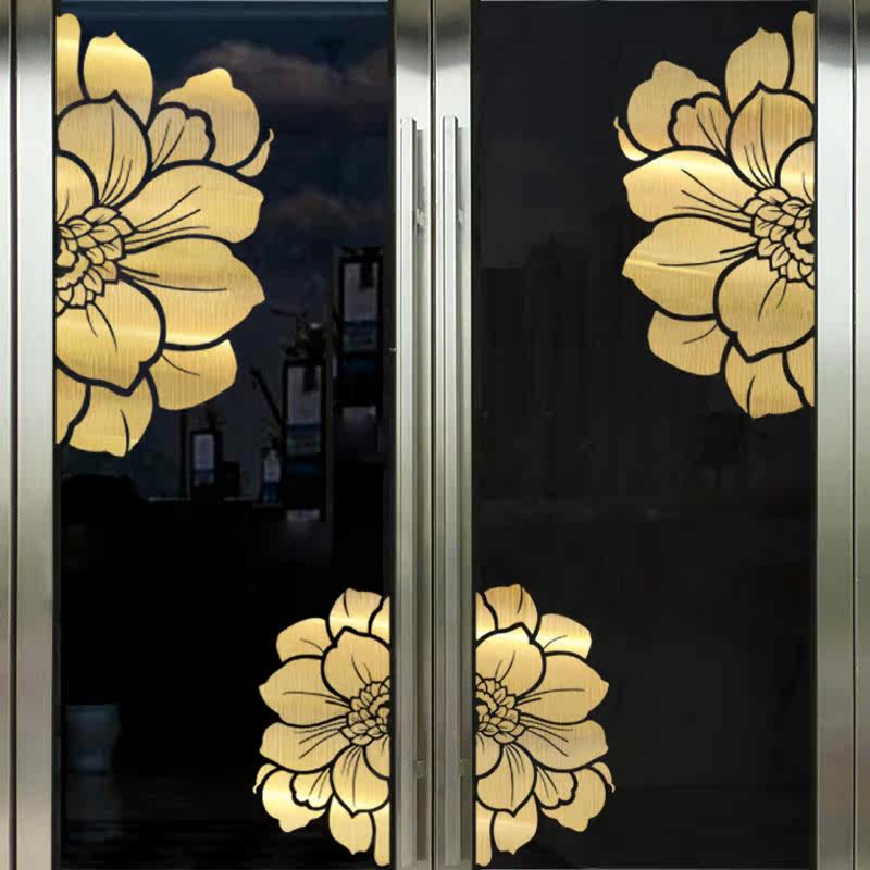 包邮 新年春节元旦喜庆型玻璃门贴橱窗窗角花朵花纹贴纸酒店服装店