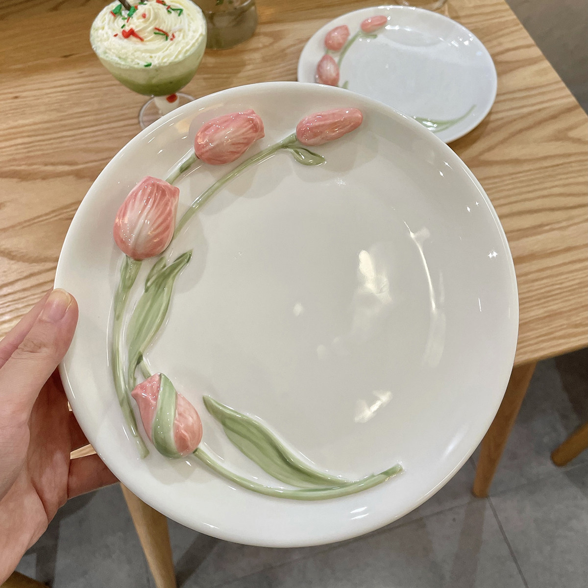 endlessstars立体浮雕郁金香盘子ins网红博主甜品盘仪式感餐具