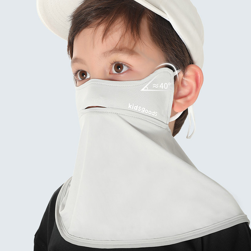 儿童防晒面罩面纱男女童夏季遮阳全脸面巾冰丝护颈围脖子宝宝口罩