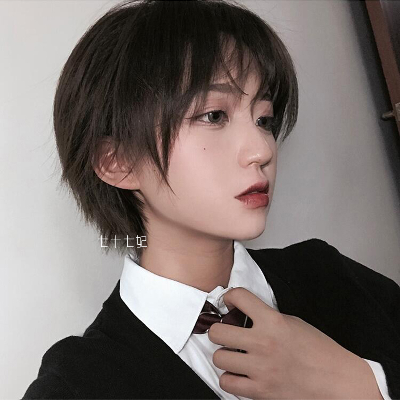 七十七帅气女伪男短发二次元收脸中性短刘海伪正太基佬cos女假发