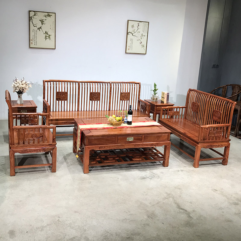 红木沙发新中式实木大果紫檀客厅沙发椅缅甸花梨木现代小户型沙发