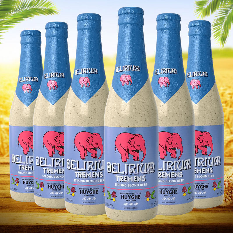 比利时进口小粉象啤酒deliriumtremens浅粉象啤酒330ml6瓶装