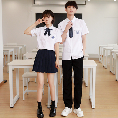 台湾校服套装附中学生演出服白衬衫风琴褶高中学院风毕业班服夏季