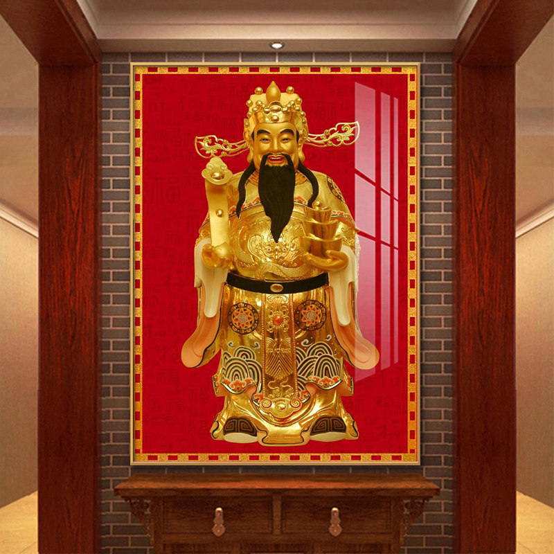五路财神画像武财神现代客厅玄关装饰画大气风水招财画财神爷挂画