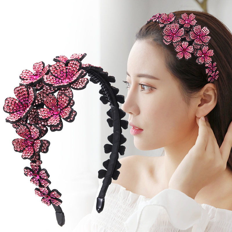 韩国精致亮钻水钻发箍女宽边头箍女甜美压发卡水晶网红遮白发头饰