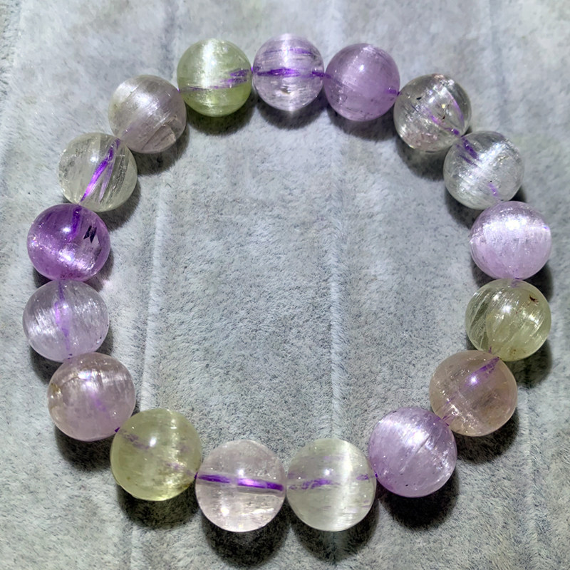 天然冰种彩色猫眼紫锂辉石手链女猫眼石水晶皇后手串薰衣草饰品
