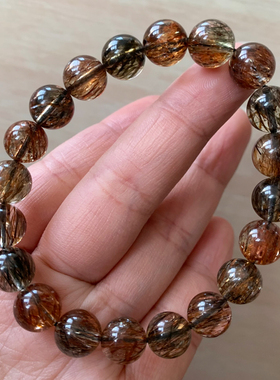 天然黑金超发晶云母共生双轮超七黑金发晶满发男女手链手串礼物