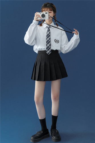 jk制服全套女白色衬衫宽松领带dk上衣衬衣长袖1107-p55q1裙子-p45