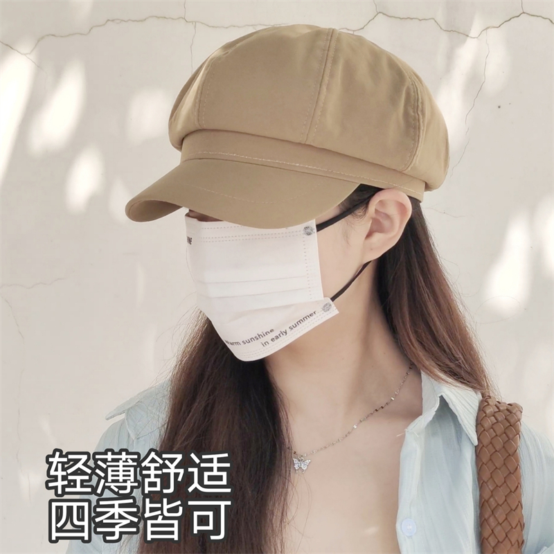 艾达精品一号新款时尚八角帽薄款报童帽防晒显脸小鸭舌帽夏季女