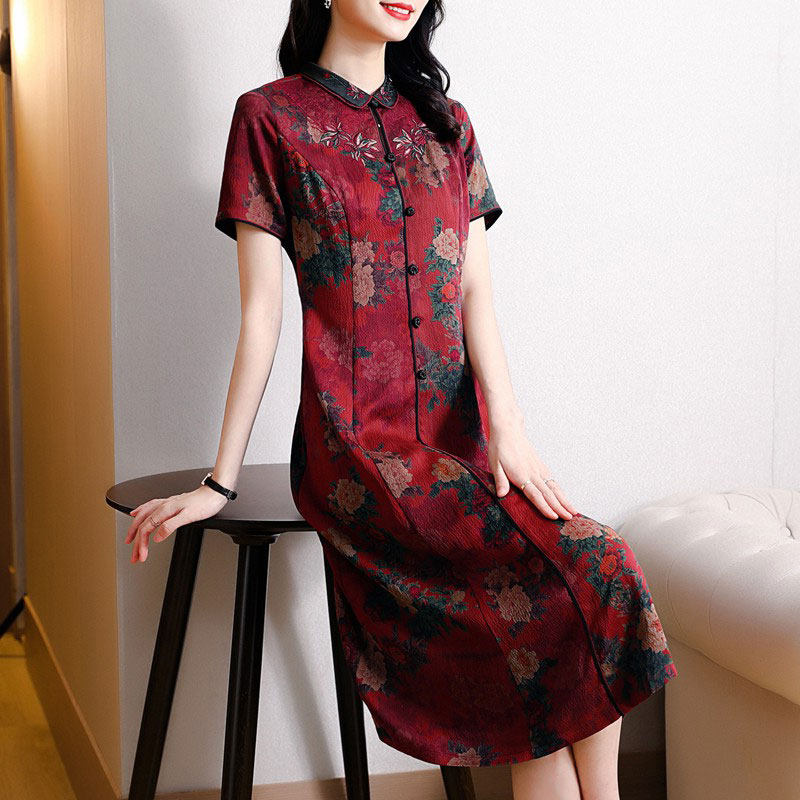 2022新款正宗香云纱连衣裙女品牌高档专柜正品高端桑蚕丝修身显瘦
