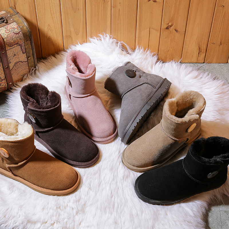 Snow boots women 2018 new pattern Versatile student genuine leather Long hair Short tube Belt buckle keep warm non-slip Clearance Special Offerin the Women's Shoes, Boots category - from Buy2taobao.com to provide professional Taobao agent buy service