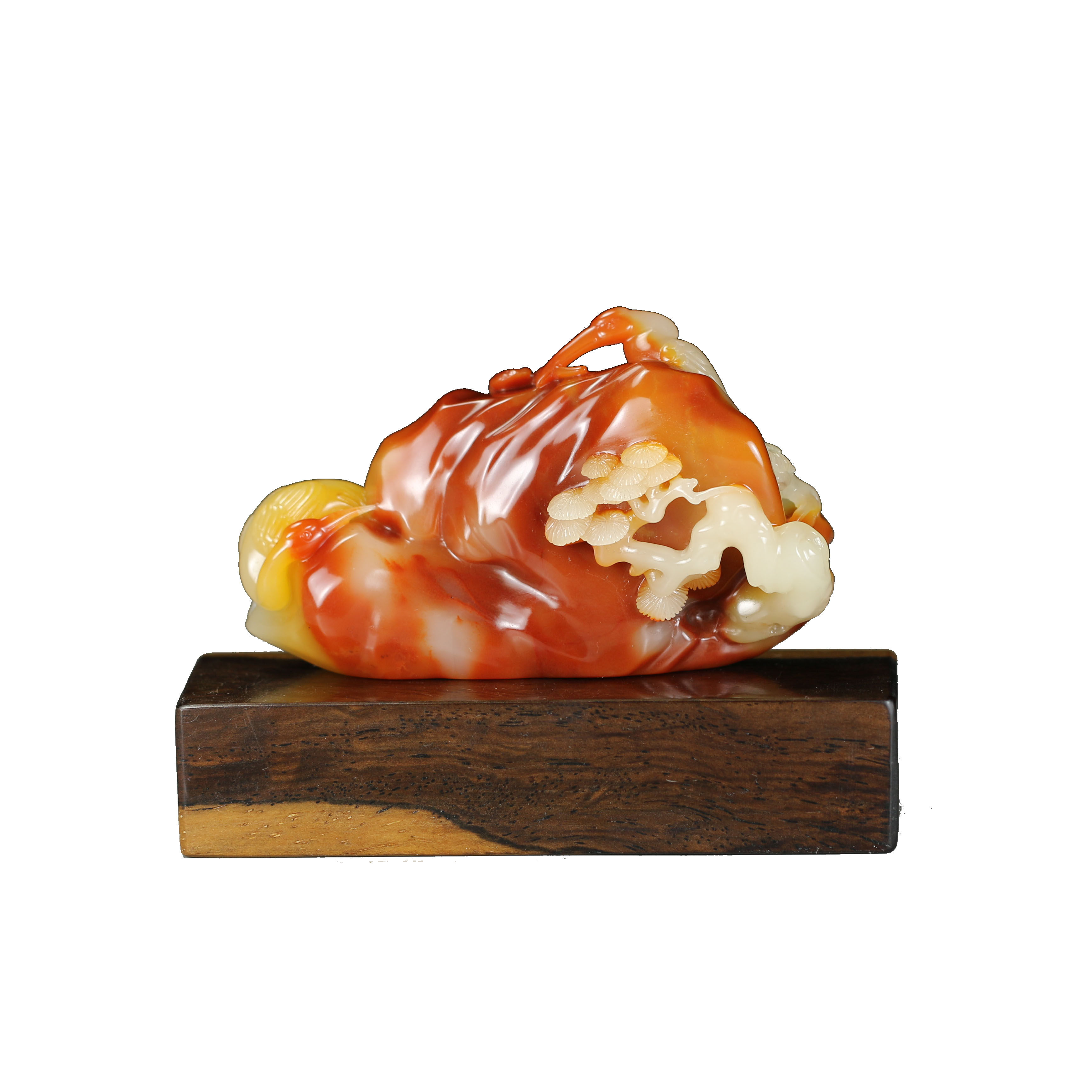 寿山老性结晶三彩芙蓉石 精品【松鹤延年】 摆件 s3018