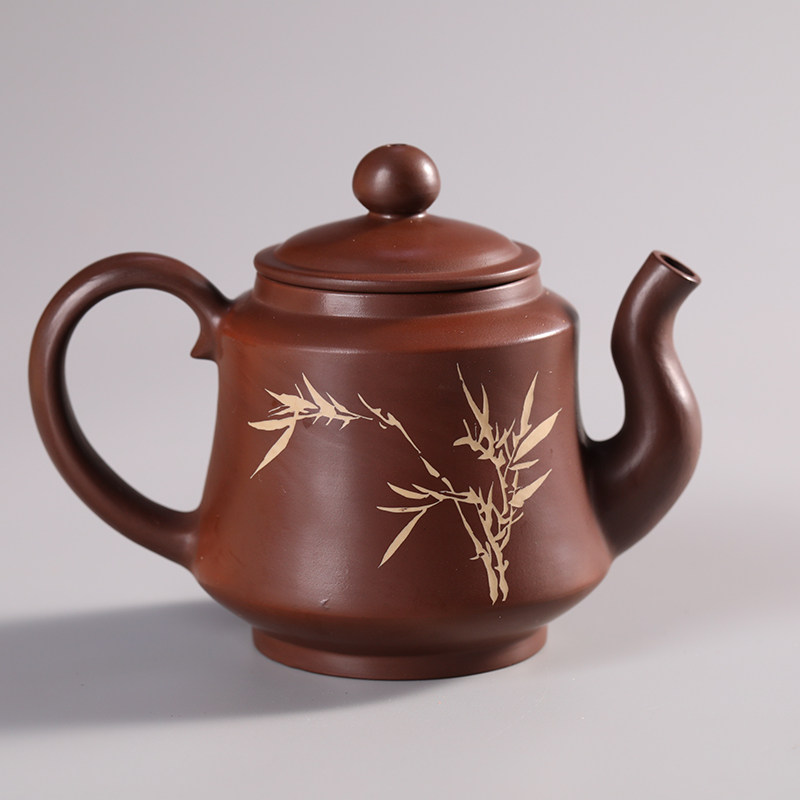 非遗传承人 陈绍康 建水紫陶 彩填残贴柱基壶 编号020