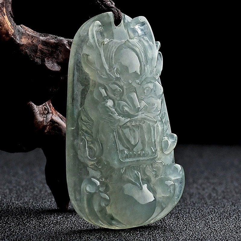 冰种翡翠龙头挂件21.9g【云南文博会】