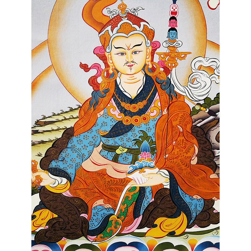彩绘描金莲花生大士独尊唐卡896 dorje lama作品