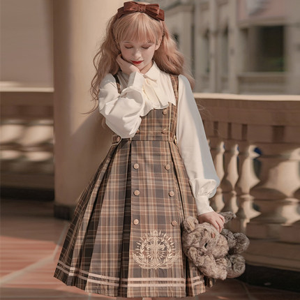 格子连衣裙英伦