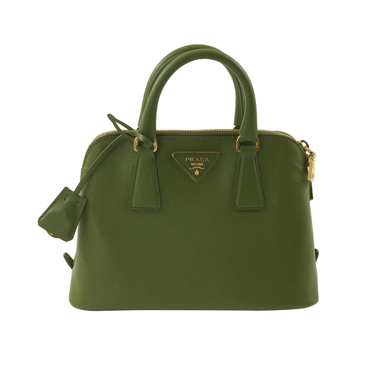 [9.9新]普拉达prada女士绿色牛皮贝壳包