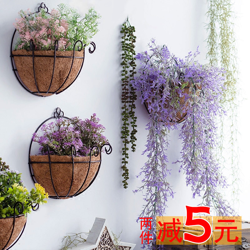 客厅墙面铁艺花篮网红床头装饰壁挂花盆仿真花美容院墙壁植物挂件|ruв категории Домашний быт, роспись - от Buy2taobao.com для оказания профессиональной услуги покупки агента Taobao