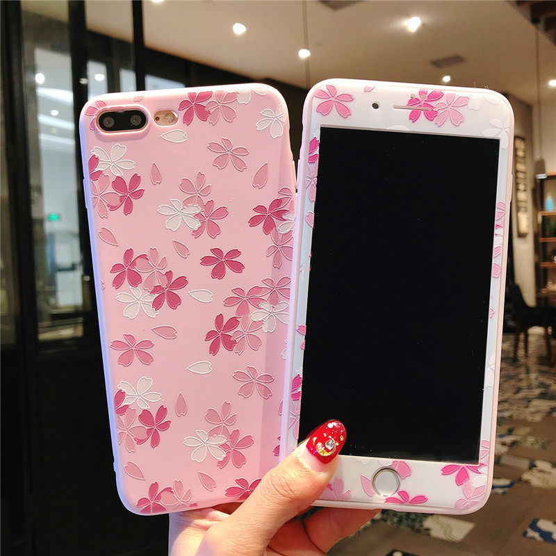 一折苹果7钢化膜卡通全屏可爱粉色