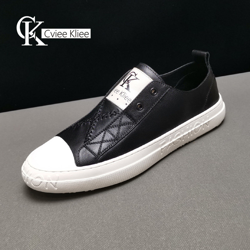 ck2022男鞋新款夏季懒人鞋透气休闲鞋男真皮套脚潮流板鞋一脚蹬男