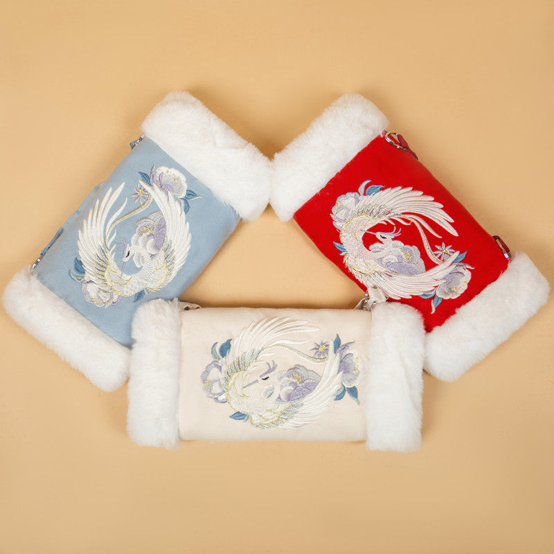 暖袖手筒手抄汉服古风暖手套袖筒冬季加厚加绒保暖捂手棉暖手筒