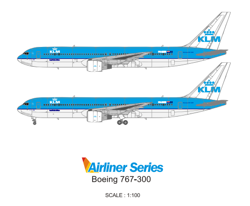 客机民航飞机模型1:100荷兰klm航空波音767-300客机3d