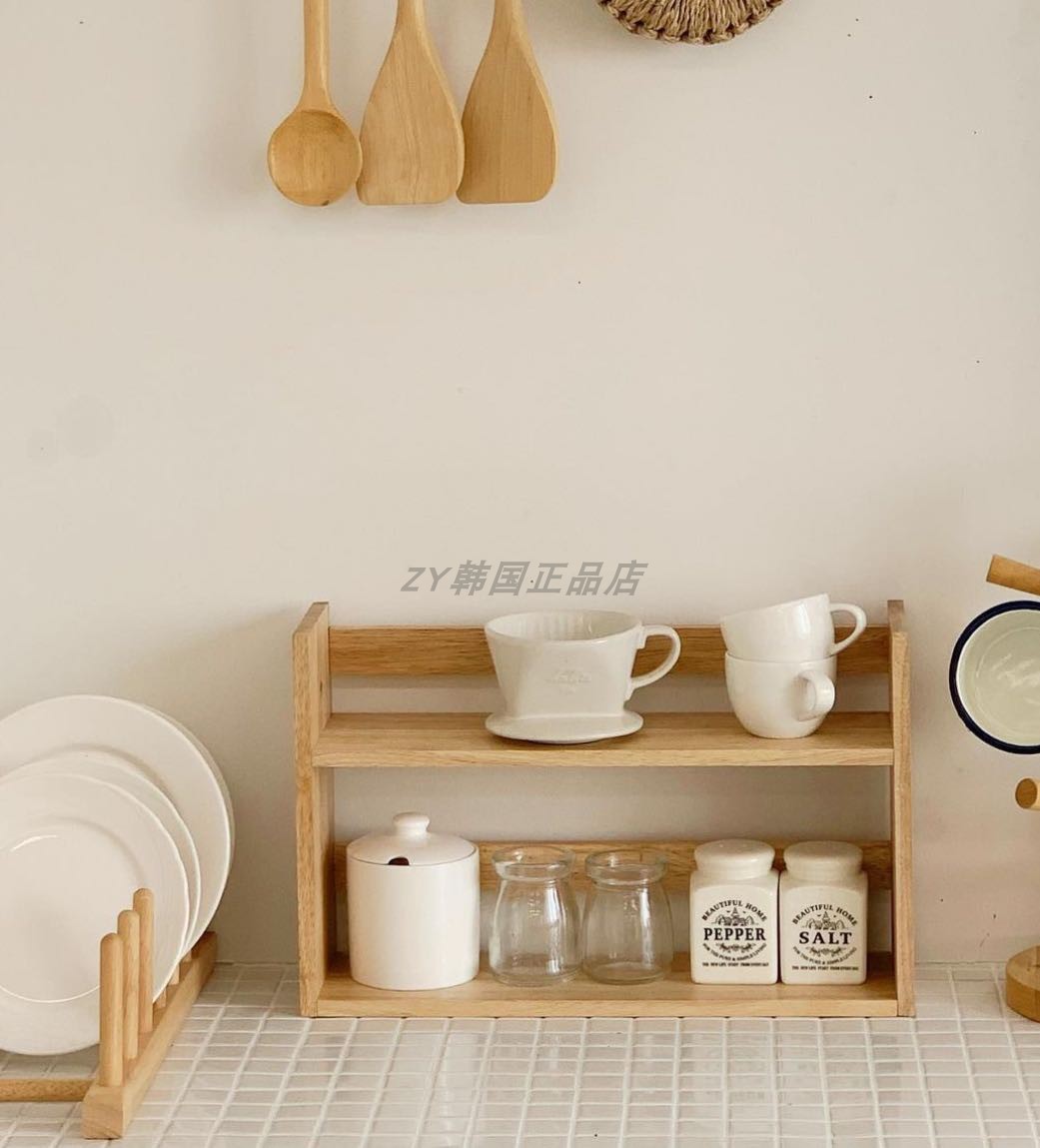 韩国代购厨房台面调味料收纳置物架木质多用途香水香薰装饰储物
