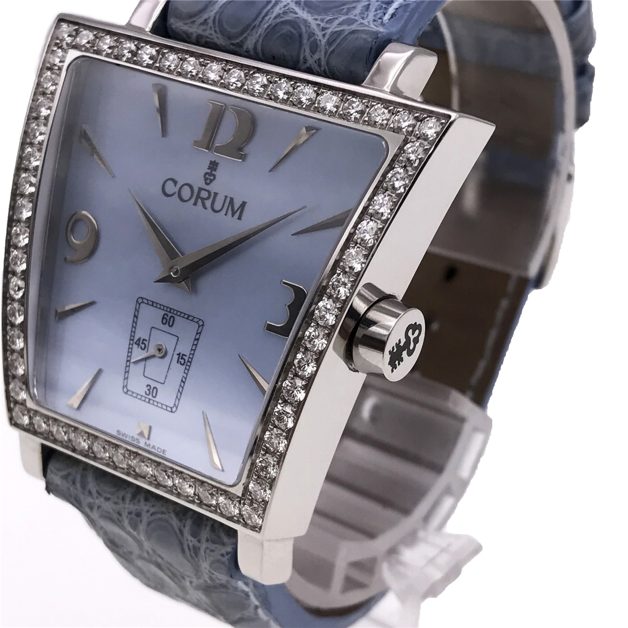 5新] 昆仑钢梯形蓝色贝母面围钻女表 106.404.20