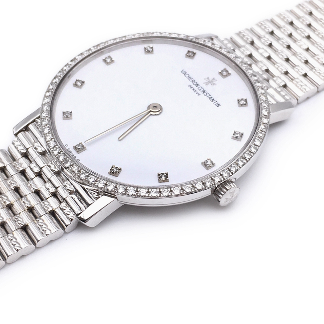 [国检][9.0新] 江诗丹顿vc 18k白金钻石手动机械男表