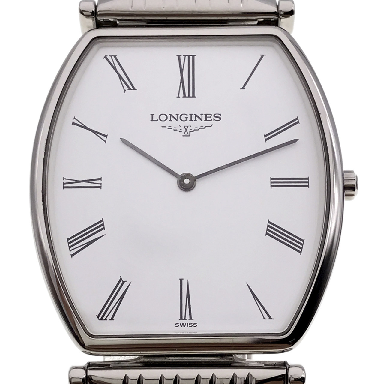 0新] 浪琴嘉岚系列酒桶形白面全钢男表 l4.705.4.11.