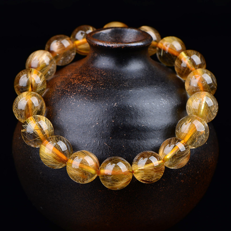 37.22克 12mm 发晶手串手链 金发晶