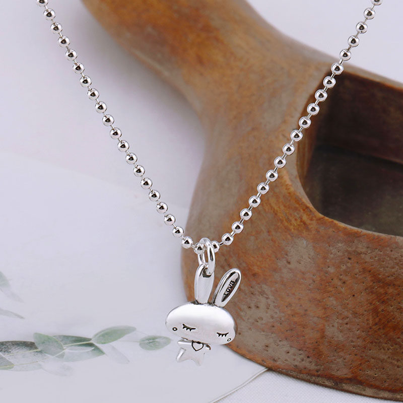 925银韩国可爱小兔子纯银项链女ins潮网红小众闺蜜2020年新款吊坠