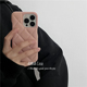 温柔气质粉色菱格适用苹果14/15promax手机壳iPhone12/13promax皮质高级11保护套