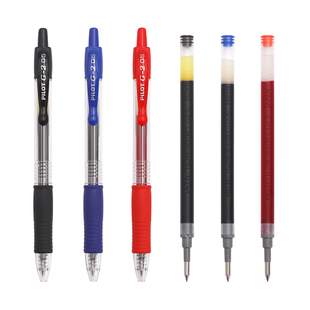 日本polit百乐笔G2-5中性笔按动式g2笔芯中小学生办公用黑蓝红水