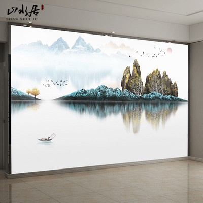 电视背景墙山水风景画 客厅
