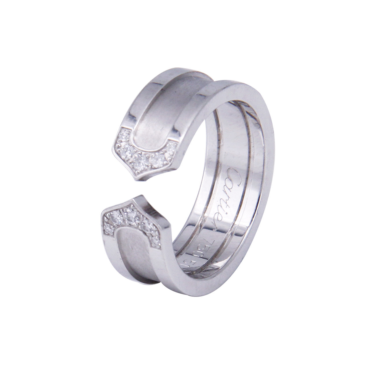 9.5新〕卡地亚cartier中性18k白金钻石戒指51