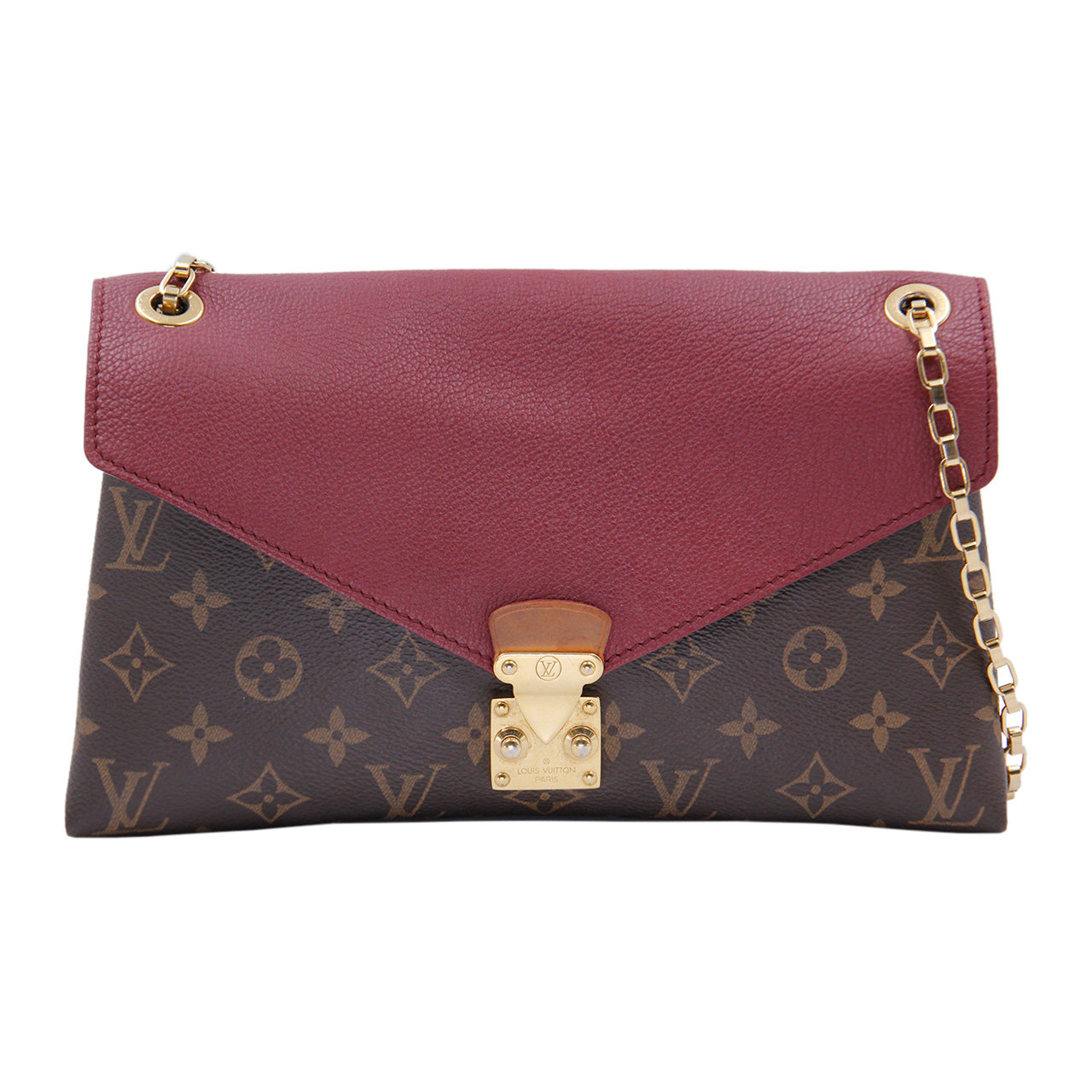 9.0新〕路易威登lv女士深邃紫pallas chain单肩包