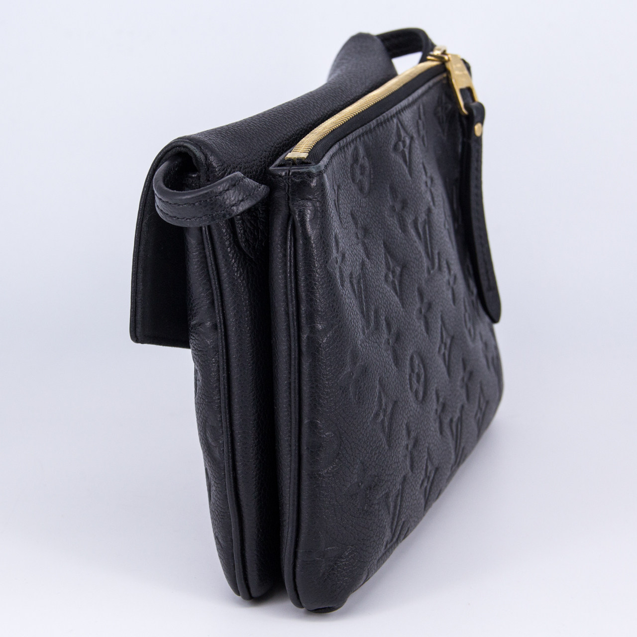 9.5新〕路易威登lv女士黑色twice全皮款邮差包