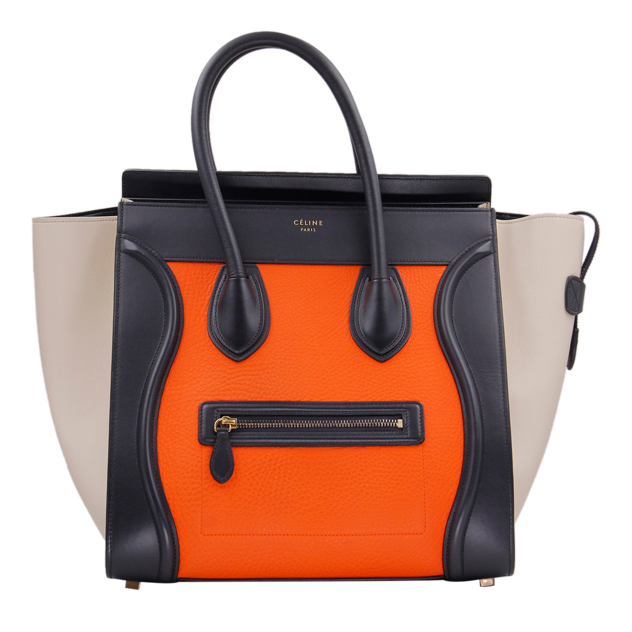 9.8新〕思琳celine女士luggage大号拼色笑脸包