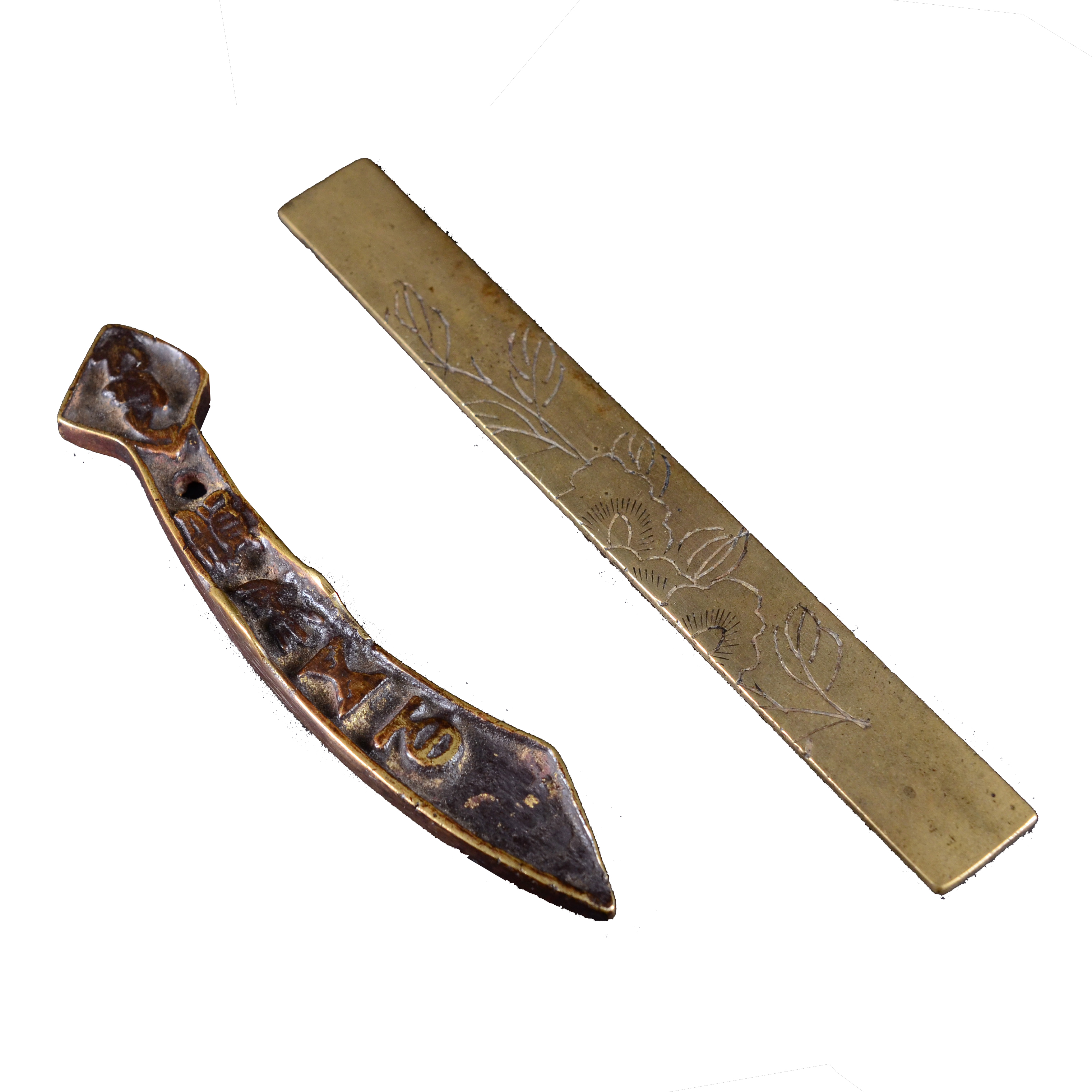 清 铜镇纸一对 5496