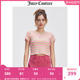 Juicy Couture橘滋T恤女夏季新款美式修身花边袖彩条罗纹短袖上衣