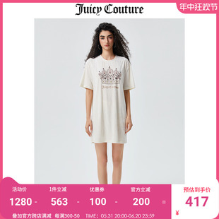 Juicy Couture橘滋连衣裙女2023夏季新款时尚美式丝绒短袖T恤上衣