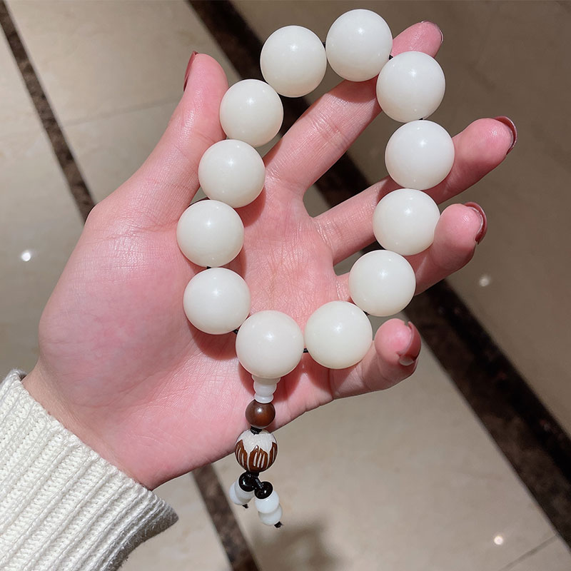 白玉菩提手串男盘玩绕指柔菩提根手链女文玩佛珠高密菩提子手持