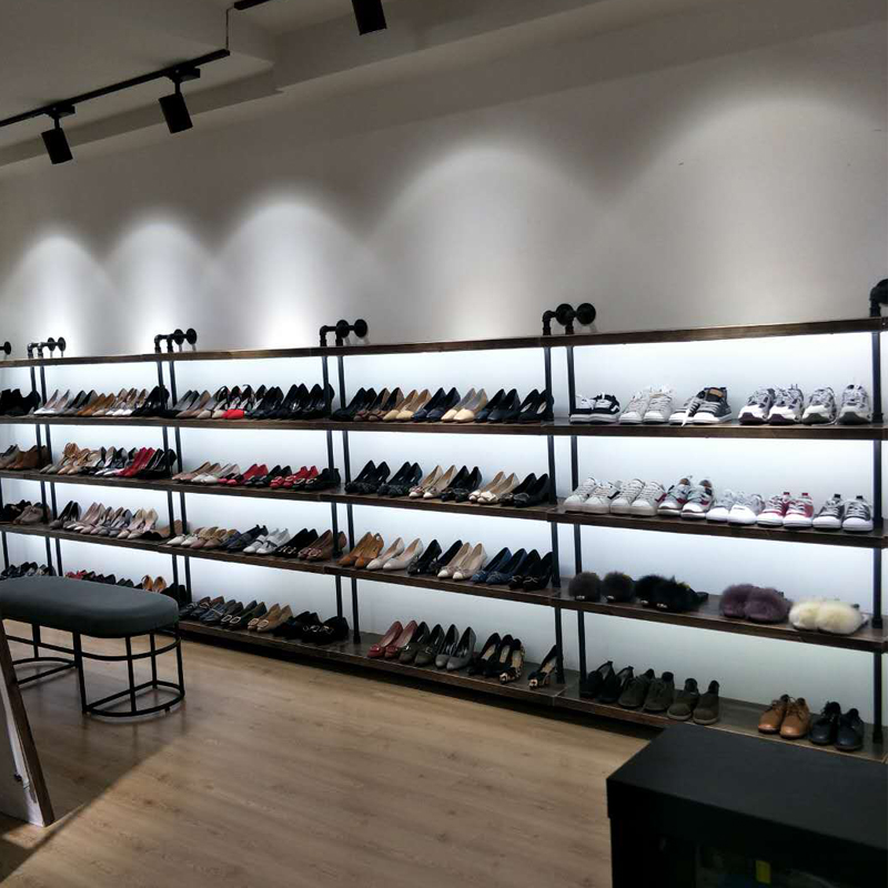 复古_复古店铺鞋架展示架上墙鞋架鞋店多层落地实木架鞋店陈列架包包