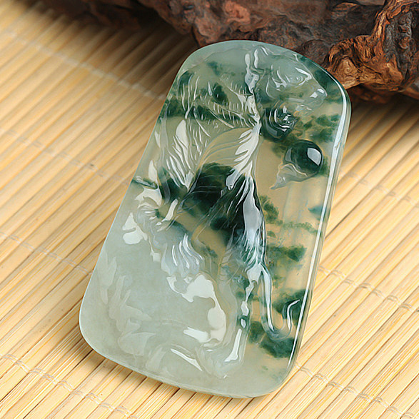 【源头好货-四会】翡翠生肖(虎虎生威)虎牌吊坠27.90克