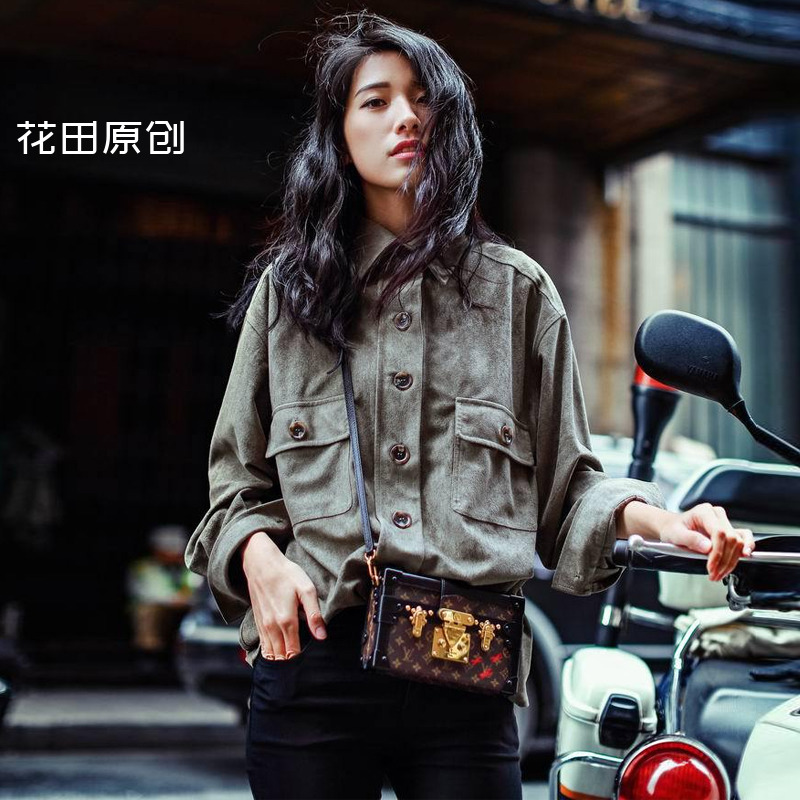 【天天特价】2018春秋新品欧美风麂皮绒口袋衬衫百搭衬衣超好质量|msdalam kategori Butik wanita / wanita, shirt - dari Buy2taobao.com untuk memberikan perkhidmatan ejen Taobao profesional membeli