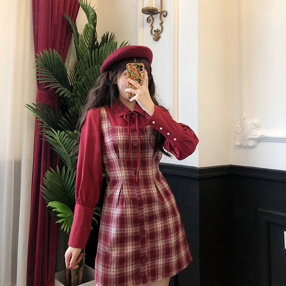 红格子连衣裙大额优惠券