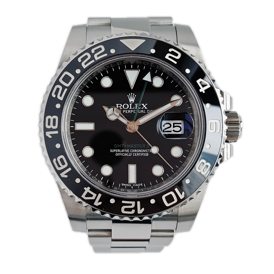 [9.8新] 劳力士rolex格林尼治型Ⅱ黑盘男士手表乱码字头116710ln