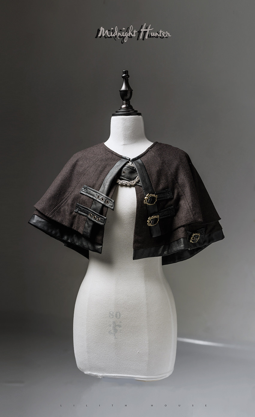 【第一批尾款】 午夜猎人  薄毛呢拼皮蒸汽朋克斗篷