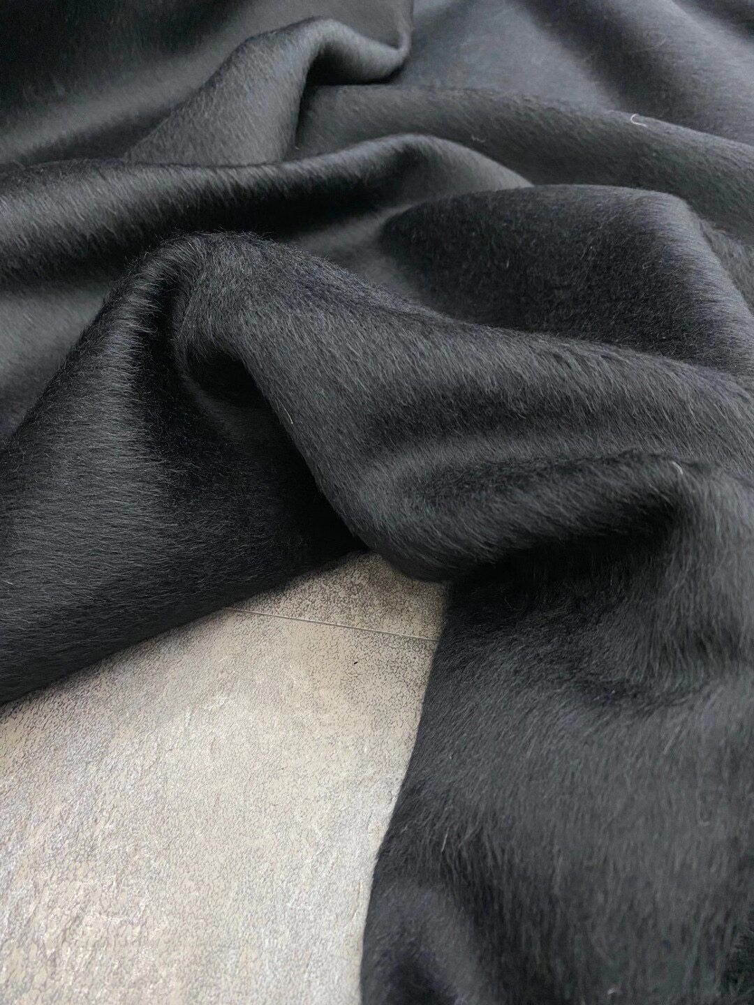 重磅秘鲁阿尔巴卡黑色双面羊驼绒大衣面料秋冬加厚手工大衣布料
